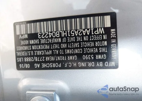 2017 Porsche Macan из США, поврежденный, VIN WP1AA2A51HLB04223